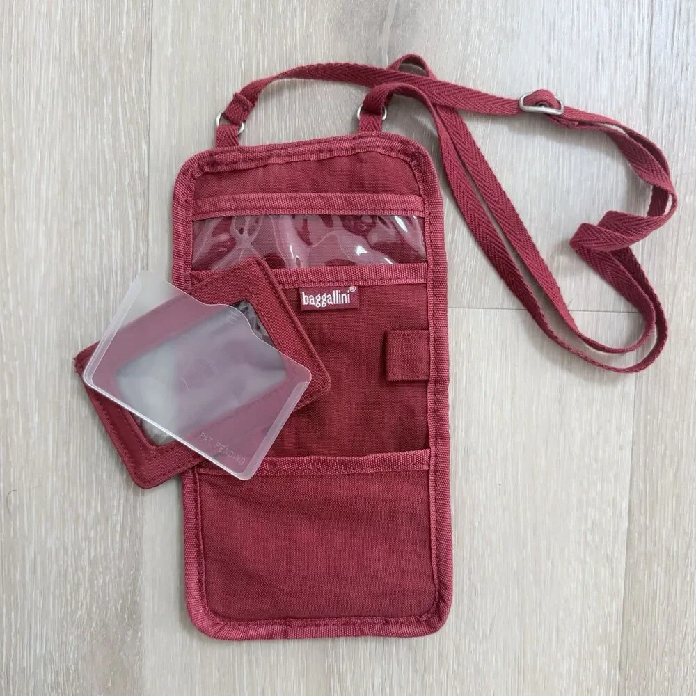 Baggallini Travel Passport Wallet Crossbody Red Fits Phones ID Case Gorpcore - Picture 1 of 11
